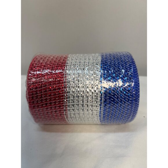 Celebrate It Red White & Blue Mesh Ribbon 5.5" X 56 Ft Patriotic Decorative Craf - Picture 1 of 3